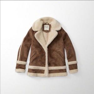 Abercrombie Genuine Suede Sherpa Lined Coat